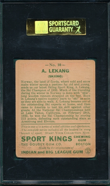 1933 Sports Kings #10 Anton Lekang SGC 40