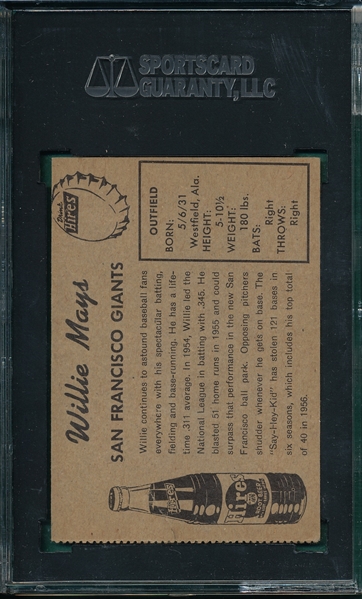 1958 Hires Root Beer (Test) Willie Mays SGC 50 *No Tab*