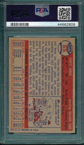 1957 Topps #55 Ernie Banks PSA 8