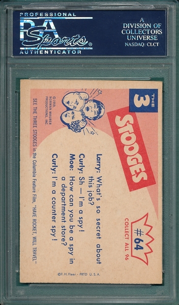 1959 The 3 Stooges #64 You Won't Fool, PSA 7 *No Checklist*