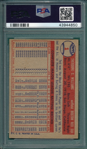 1957 Topps #1 Ted Williams PSA 6