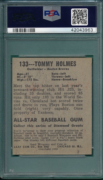 1948 Leaf #133 Tommy Holmes PSA 7 (OC) *SP*