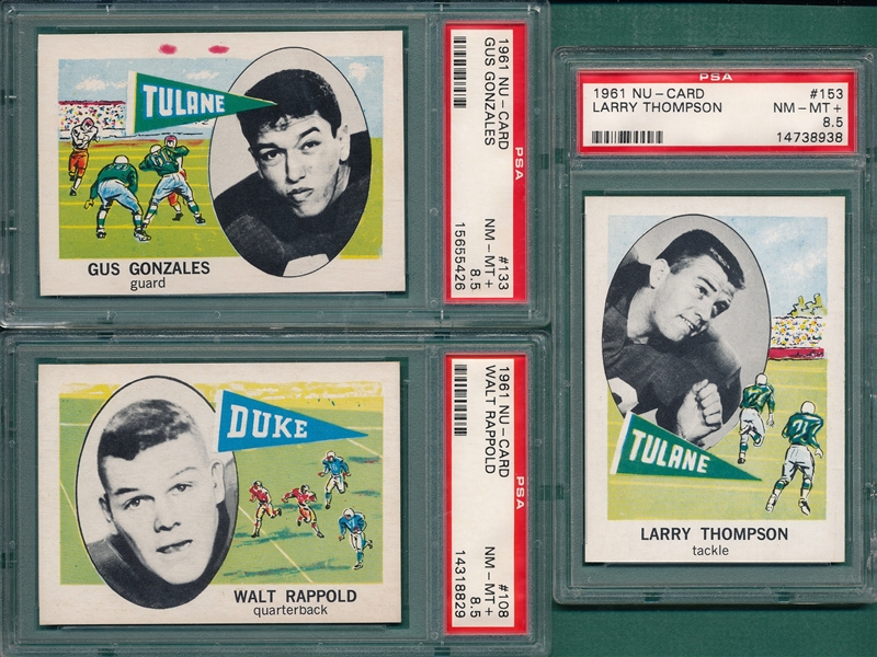 1961 Nu-Card Football Lot of (39) PSA 8 & 8.5