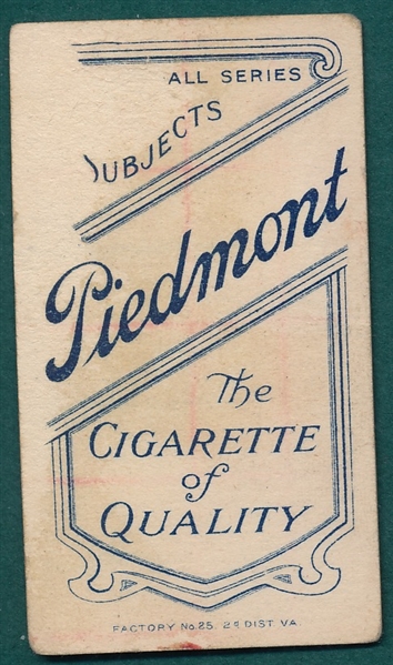 1909-1911 T206 Keeler, Portrait, Piedmont Cigarettes