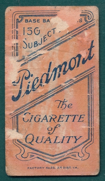 1909-1911 T206 Johnson, Portrait, Piedmont Cigarettes