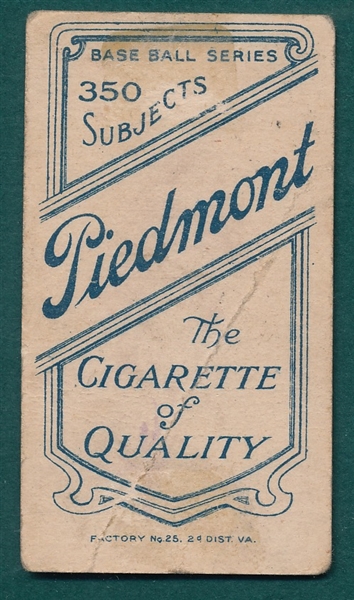 1909-1911 T206 Elberfeld, Washington, Portrait, Piedmont Cigarettes *SP*