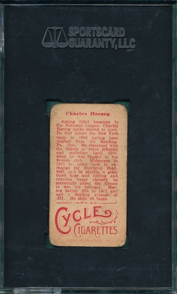 1912 T207 Charles Herzog Cycle Cigarettes SGC 20