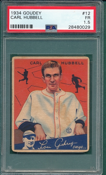 1934 Goudey #12 Carl Hubbell PSA 1.5