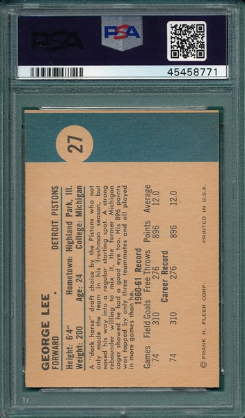1961 Fleer BSKT #27 George Lee PSA 8 (ST)