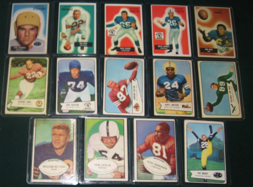 1951-55 Bowman FB Lot of (48) W/ 1952 #71 Coulter SGC
