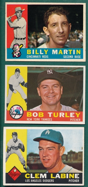 1960 Topps Lot of (92) W/ #173 Billy Martin *Crease Free*