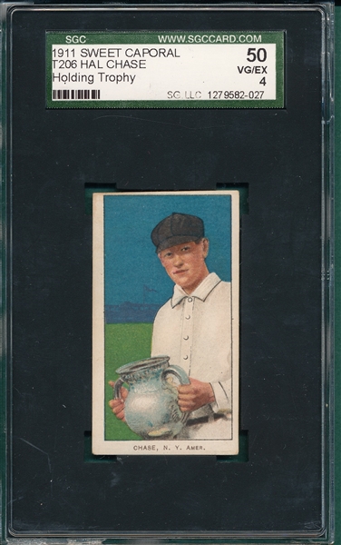 1909-1911 T206 Chase, Holding Trophy, Sweet Caporal Cigarettes SGC 50 *Factory 25*