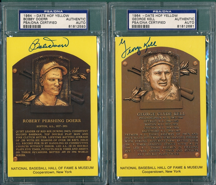 1964 HOF Yellow Placque Lot of (5) HOFers, Signed, W/ Barlick, PSA Authentic