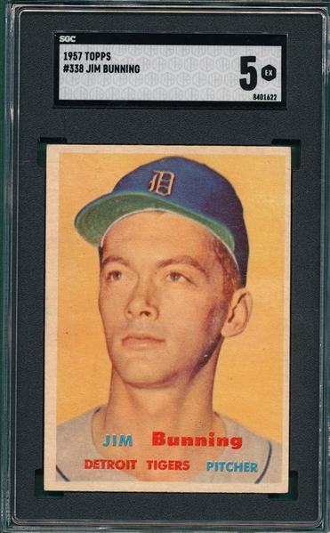 1957 Topps #338 Jim Bunning SGC 5 *Rookie*