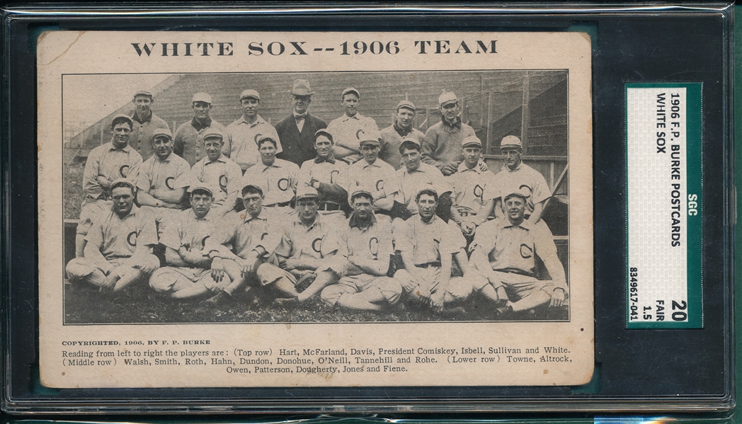 1906 F. P. Burke Postcard White Sox SGC 20