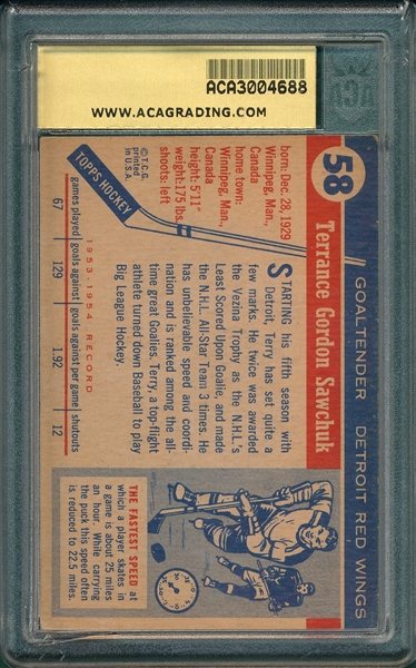 1954-55 Topps HCKY #58 Terry Sawchuk 3.5 *Rookie*