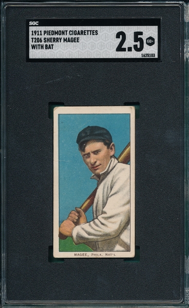 1909-1911 T206 Magee, Batting, Piedmont Cigarettes SGC 2.5 