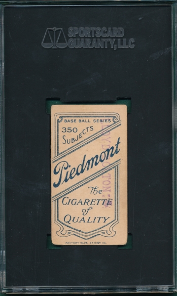 1909-1911 T206 Schreck Piedmont Cigarettes SGC 1.5 *Presents Better, Stamped*