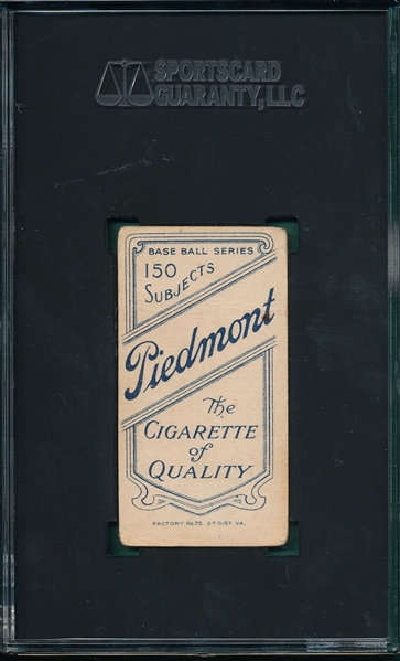 1909-1911 T206 Evers, Cubs On Front, Piedmont Cigarettes SGC 1