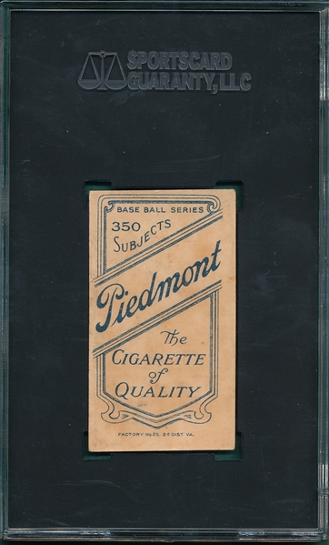 1909-1911 T206 Crawford, Batting, Piedmont Cigarettes SGC 2.5 