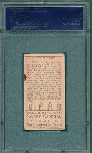 1911 T205 Stahl Sweet Caporal Cigarettes PSA 2