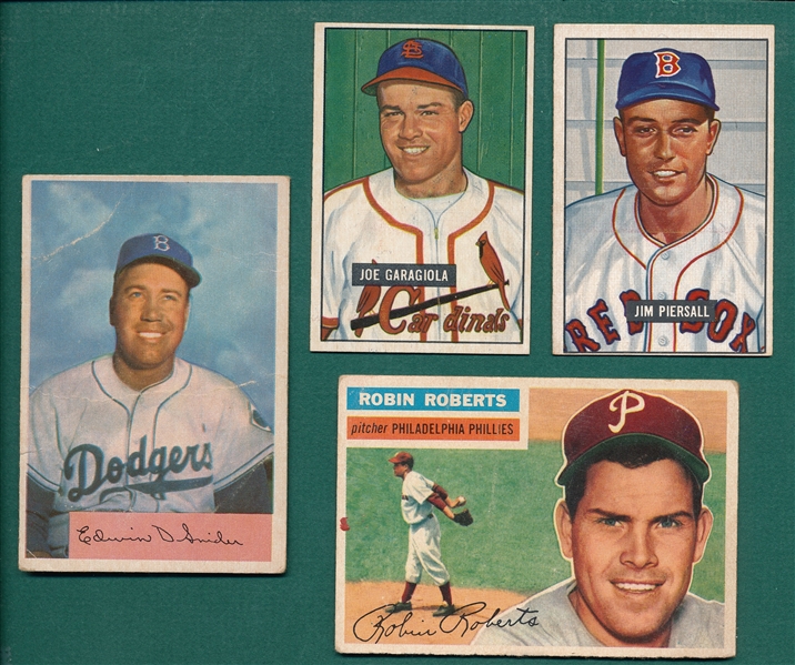 1951-56 Bowman & Topps Lot of (4) W/ Snider