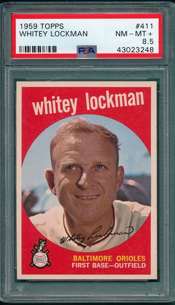 1959 Topps #411 Whitey Lockman PSA 8.5