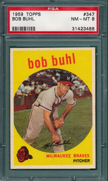1959 Topps #347 Bob Buhl PSA 8