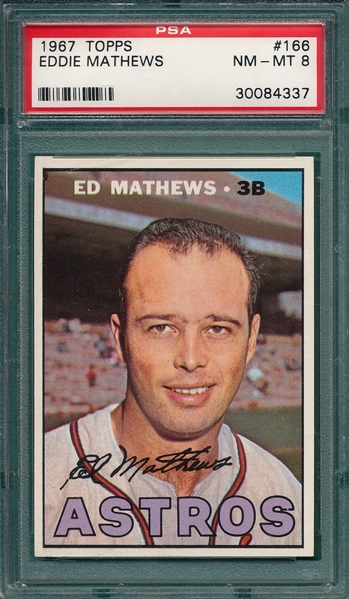 1967 Topps #166 Eddie Mathews PSA 8