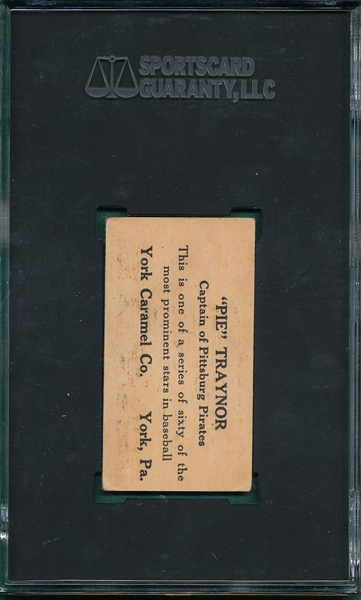 1927 E210-1 #14 Pie Traynor, York Caramel Co. SGC 3