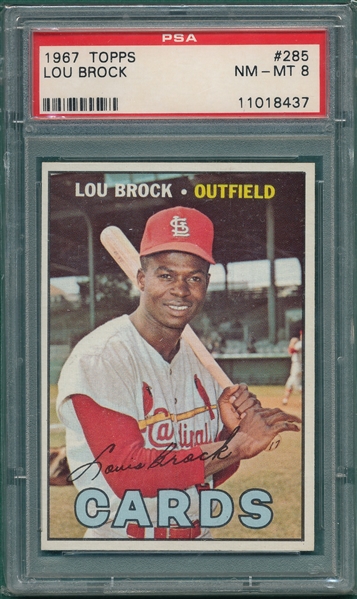1967 Topps #285 Lou Brock PSA 8