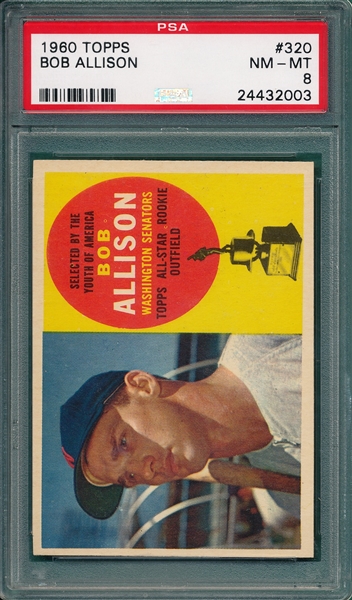 1960 Topps #320 Bob Allison PSA 8 *Trophy Rookie*