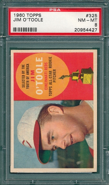 1960 Topps #325 Jim O'Toole PSA 8 *Trophy Rookie*