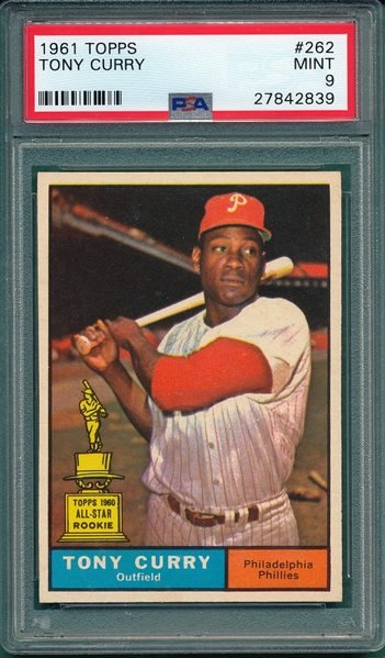 1961 Topps #262 Tony Curry PSA 9 *Trophy Rookie* *MINT*