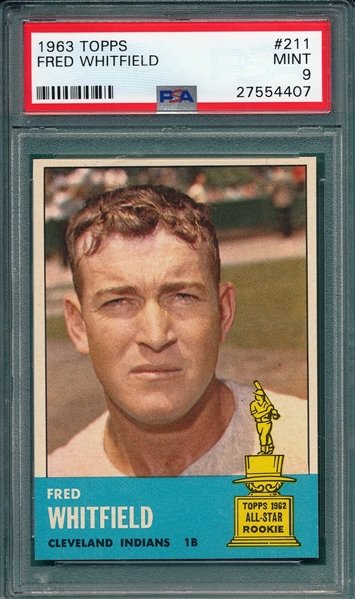 1963 Topps #211 Fred Whitfield PSA 9 *Trophy Rookie* *MINT*