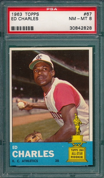 1963 Topps #67 Ed Charles PSA 8 *Trophy Rookie* 