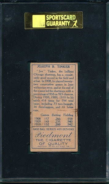 1911 T205 Tinker Piedmont Cigarettes SGC 60