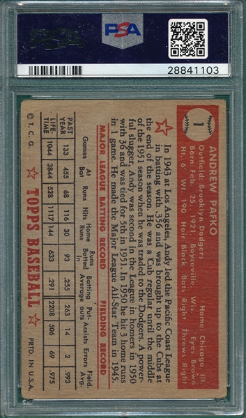 1952 Topps #1 Andy Pafko PSA 1.5