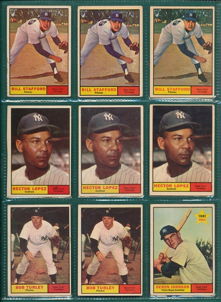 1961 Topps Lot of (32) Yankees W/ #307 Mantle WS