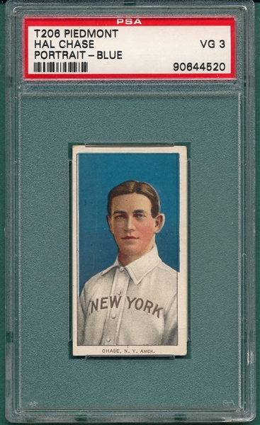 1909-1911 T206 Chase, Blue Portrait, Piedmont Cigarettes PSA 3