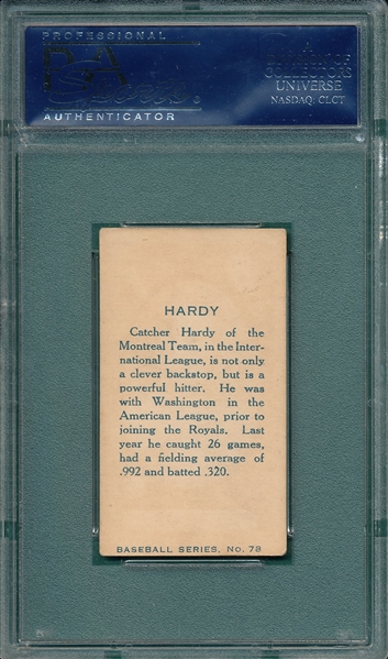1912 C46 #78 Alex Hardy Imperial Tobacco PSA 4.5