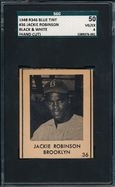 1948 R346 Blue Tint #36 Jackie Robinson, SGC 50 *Rookie* *Black & White*