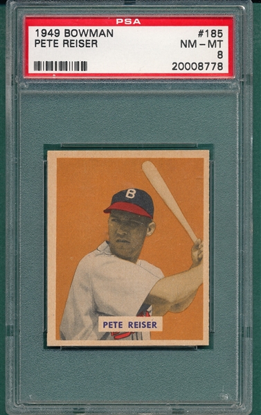 1949 Bowman #185 Pete Reiser PSA 8 *Hi #*