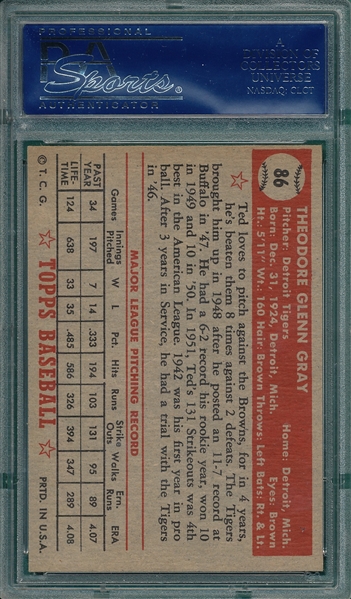 1952 Topps #86 Ted Gray PSA 7.5