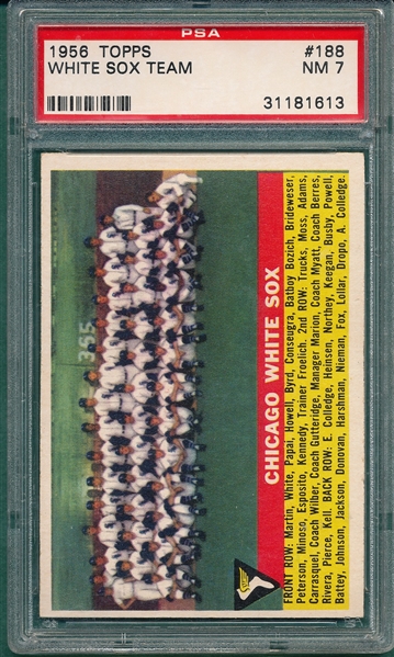 1956 Topps #188 White Sox Team PSA 7