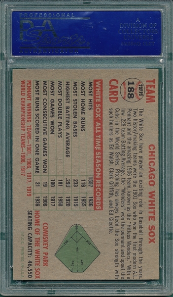 1956 Topps #188 White Sox Team PSA 7