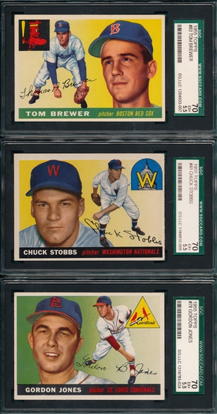 1955 Topps Lot of (9) W/ #83 Brewer SGC 70
