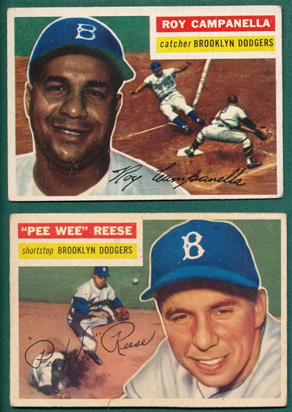 1956 Topps #101 Campanella & #260 Reese, Lot of (2) HOFers 