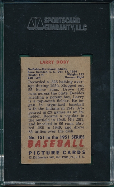 1951 Bowman #151 Larry Doby SGC 6
