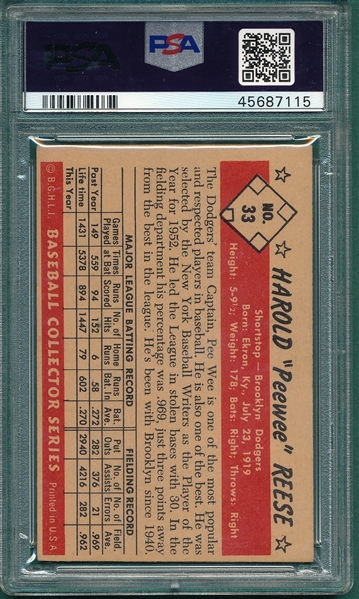 1953 Bowman Color #33 Pee Wee Reese PSA 5.5